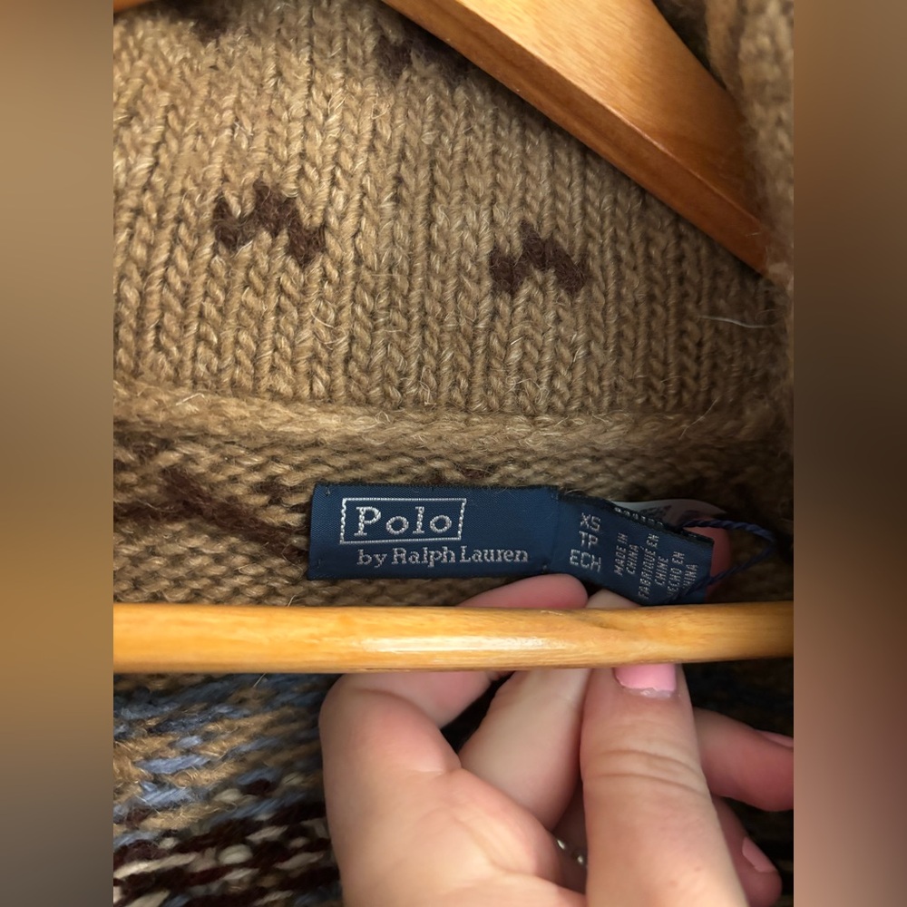 NWT RALPH LAUREN Polo Pattern Knit Cardigan Sweater Wool Alpaca Jacquard Size XS - Picture 9 of 15